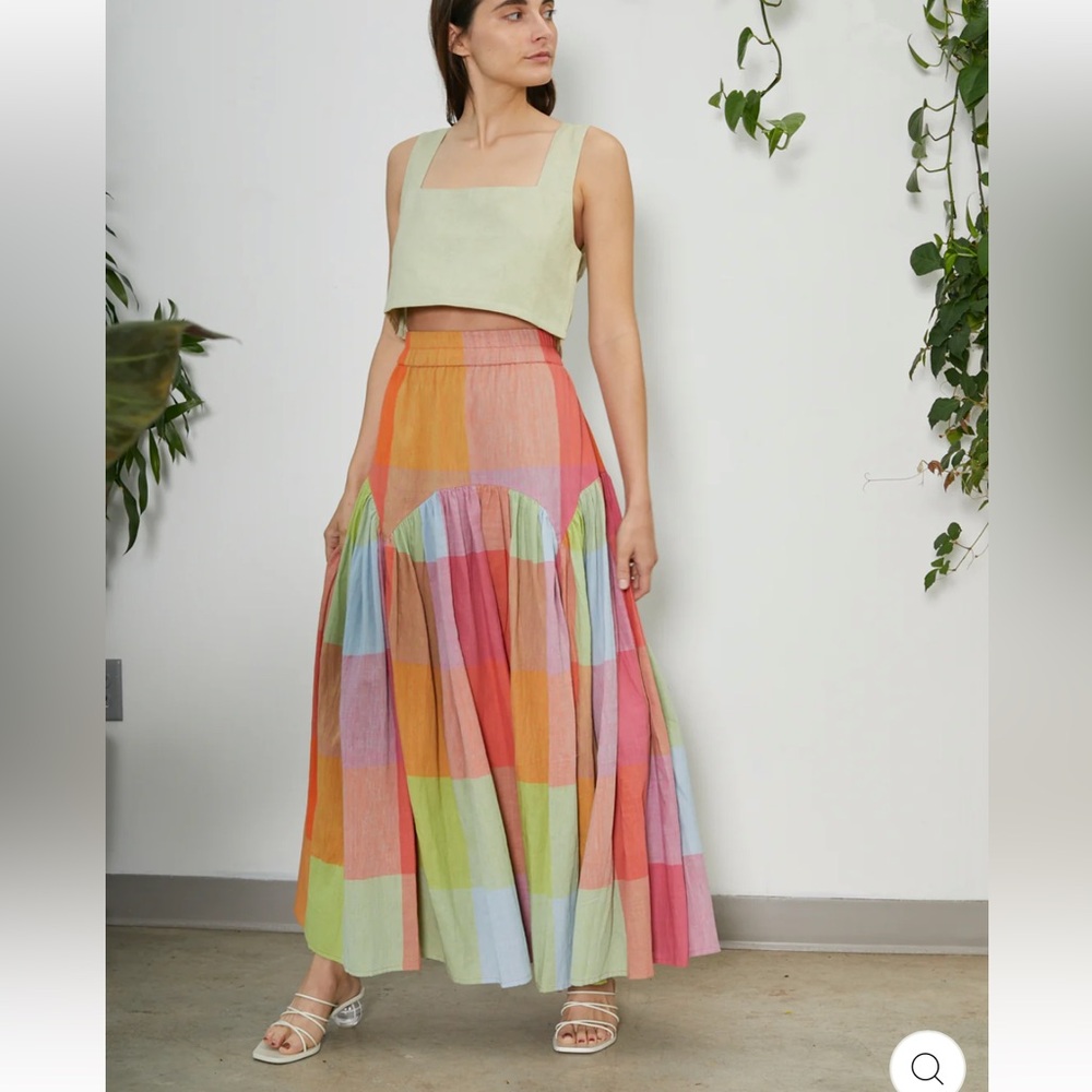 Rujuta Sheth plaid Leila maxi skirt